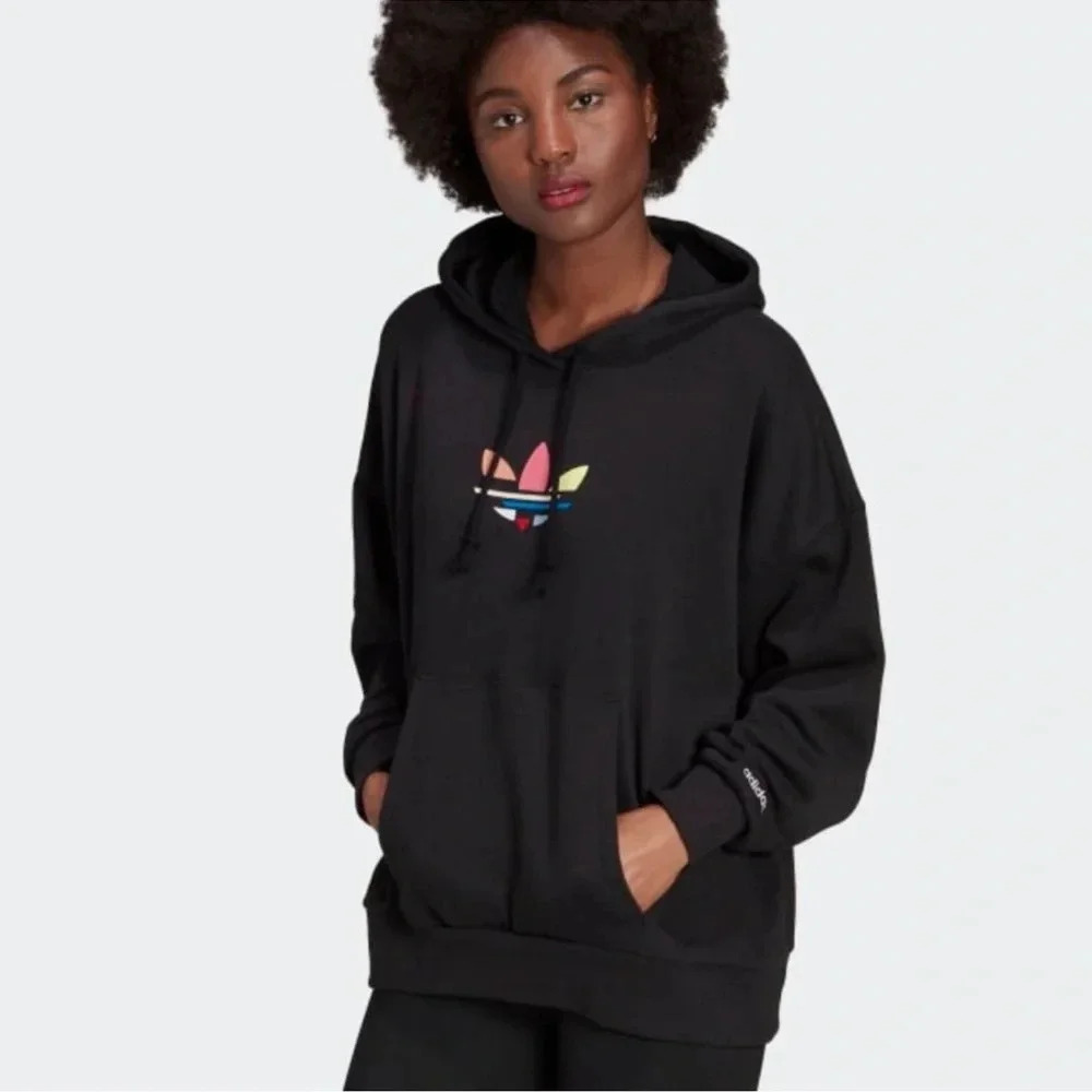 Adidas Originals Adicolor Shattered Trefoil Oversized Hoodie Black Small